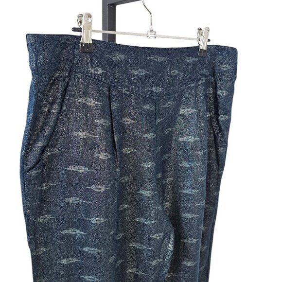Free People Womens Metallic Sparkle Linen Blend Pull On Pants, Blue,Size M - Picture 8 of 8